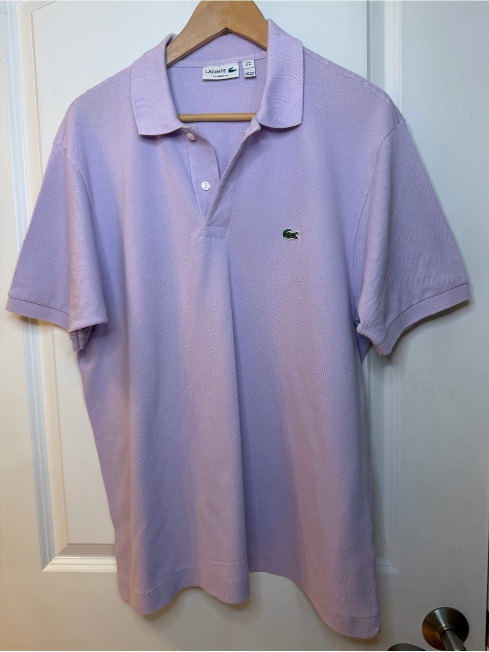 Lacoste Men's Light Lavender Pique Polo, size XL
